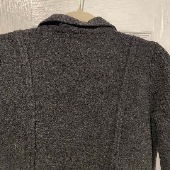 Paraphrase Size M Gray 100% Wool Asymmetrical Full Zip Bomber Sweater Jacket - Picture 10 of 14